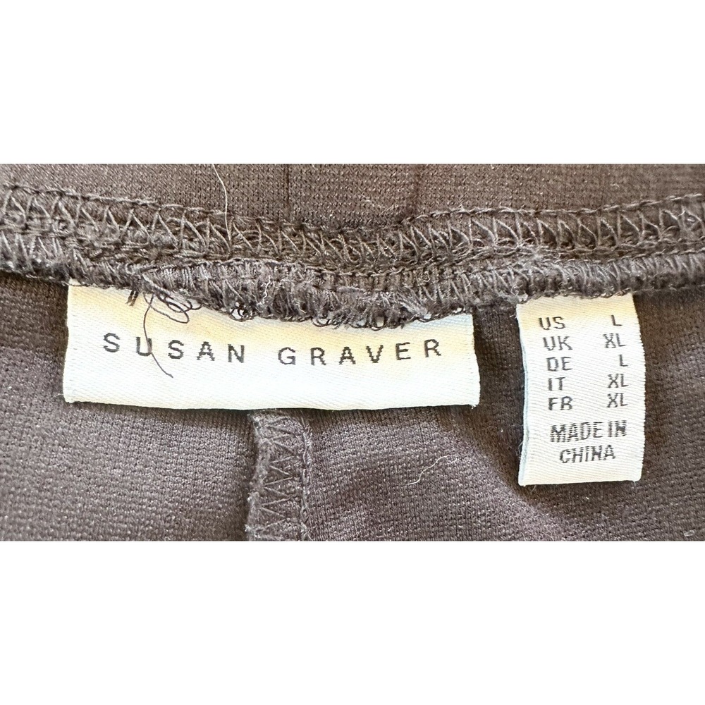 Susan Graver Liquid Knit Pants Womens Large Brown Straight Leg Pull On Career - Picture 2 of 10